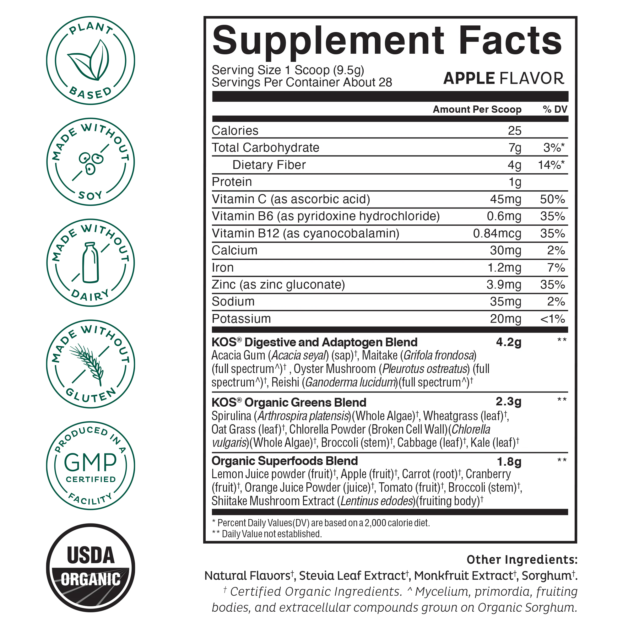 KOS Organic Superfood Greens - Apple Flavor - Image 4