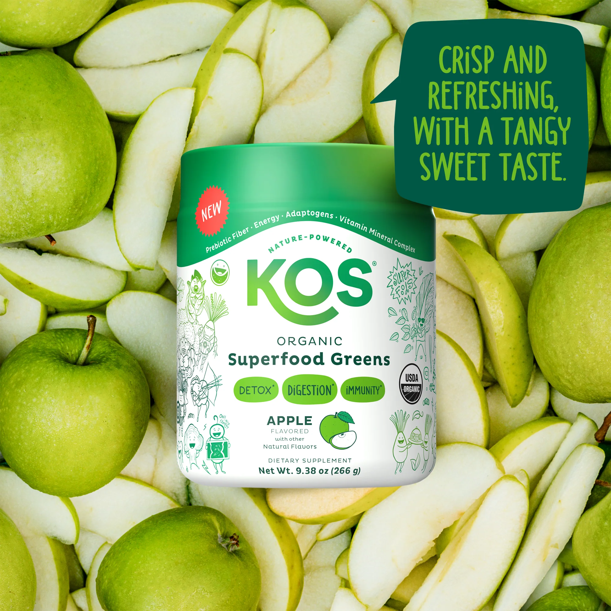 KOS Organic Superfood Greens - Apple Flavor - Image 5