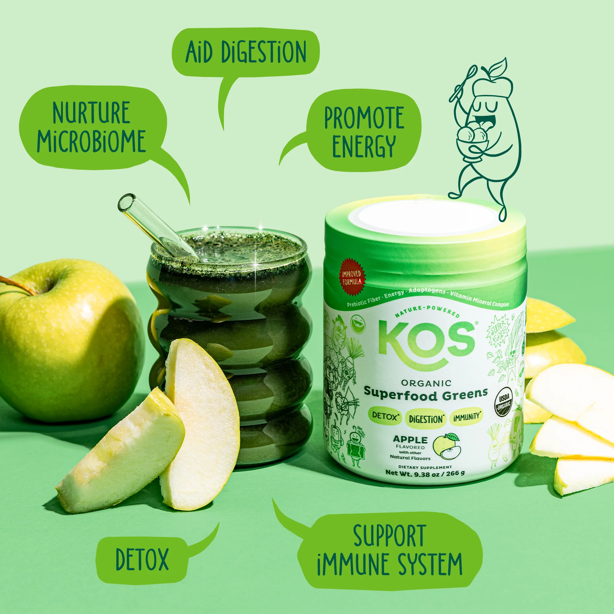 KOS Organic Superfood Greens - Apple Flavor - Image 6