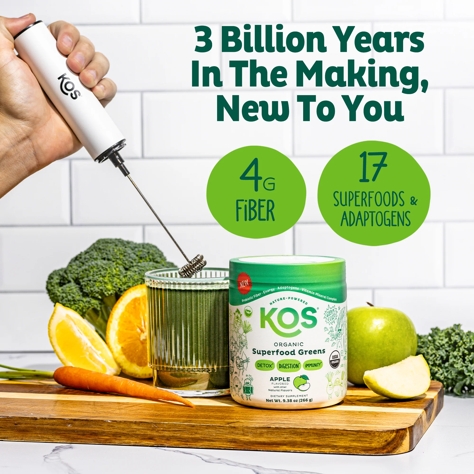 KOS Organic Superfood Greens - Apple Flavor - Image 7