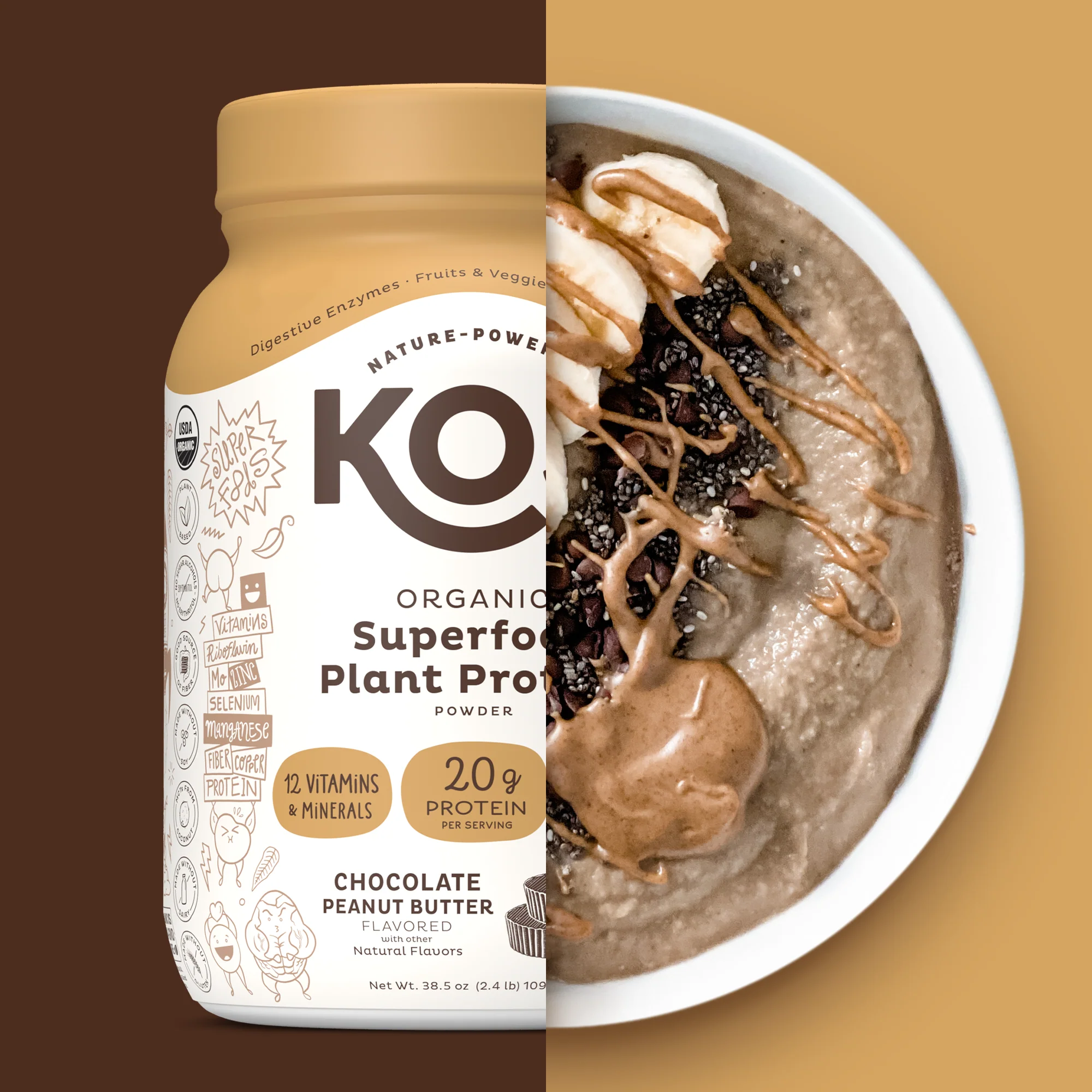 Organic Plant Protein, Chocolate Peanut Butter, 28 Servings - Image 7