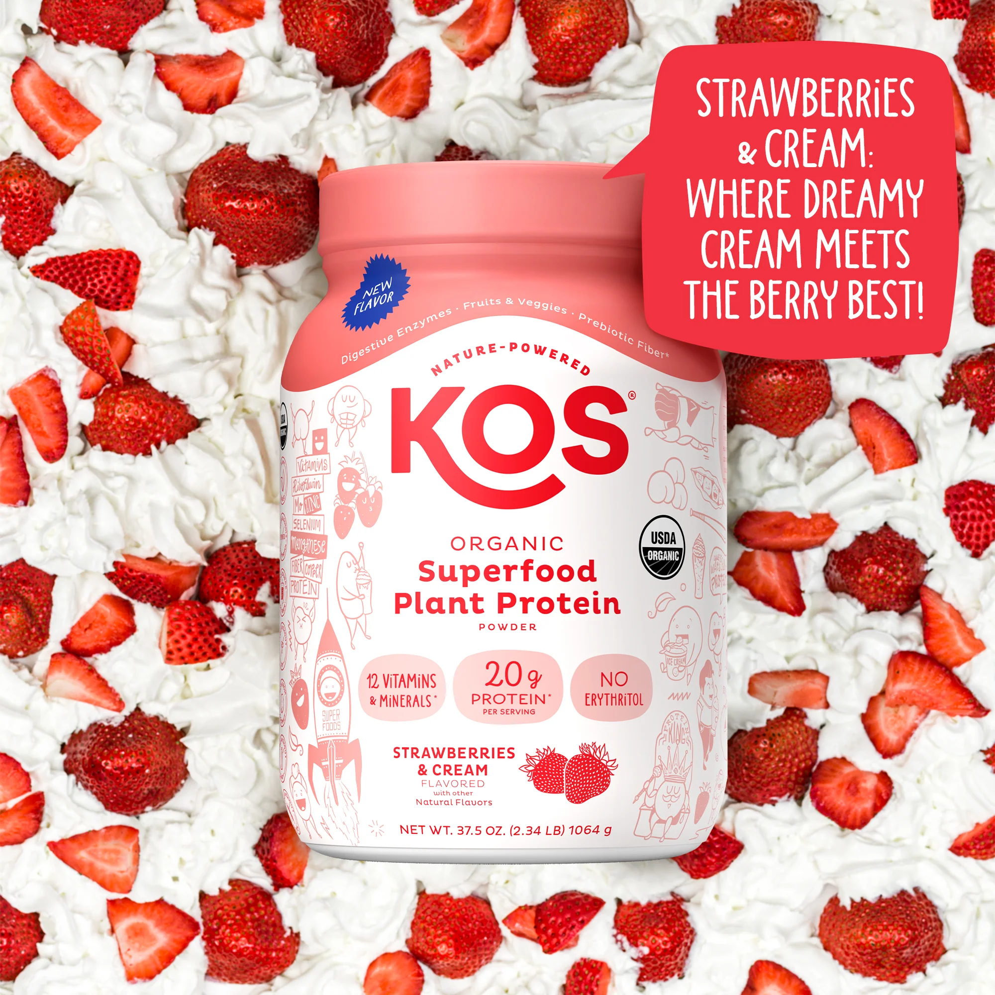Organic Plant Protein, Strawberries & Cream, 28 Servings - Image 5