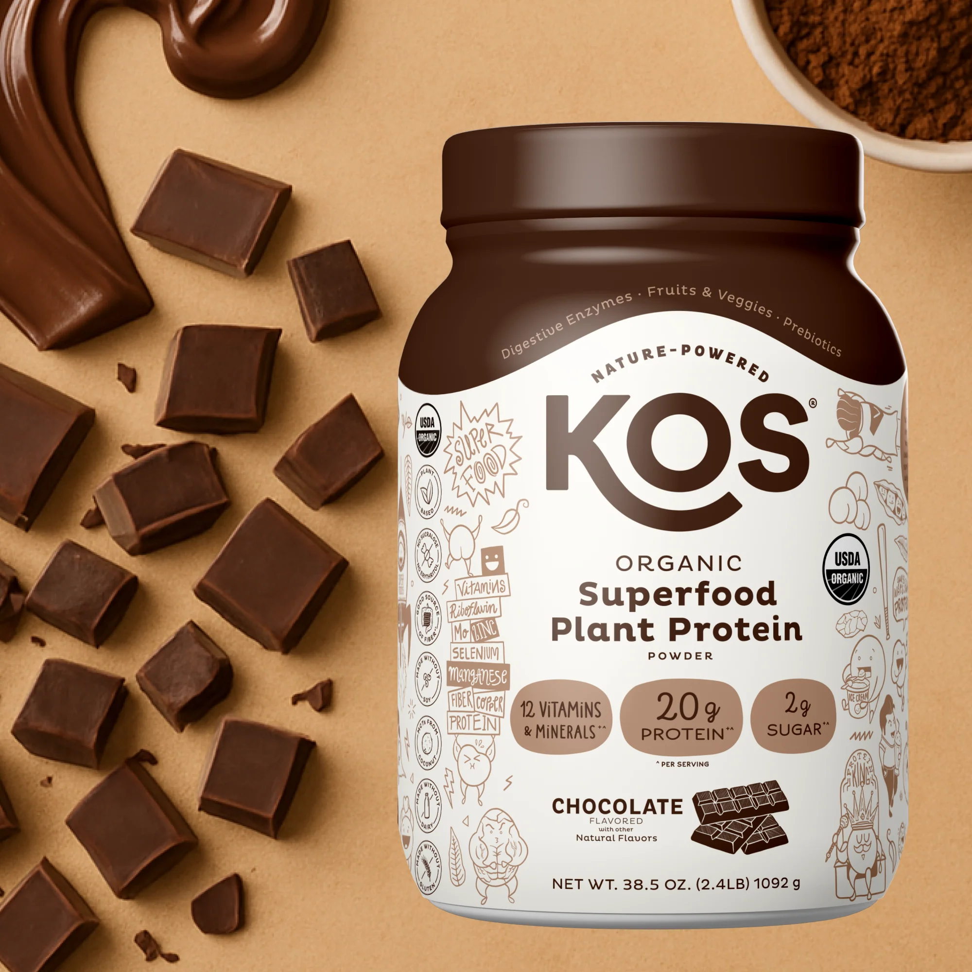 Organic Plant Protein, Chocolate, 28 Servings - Image 4