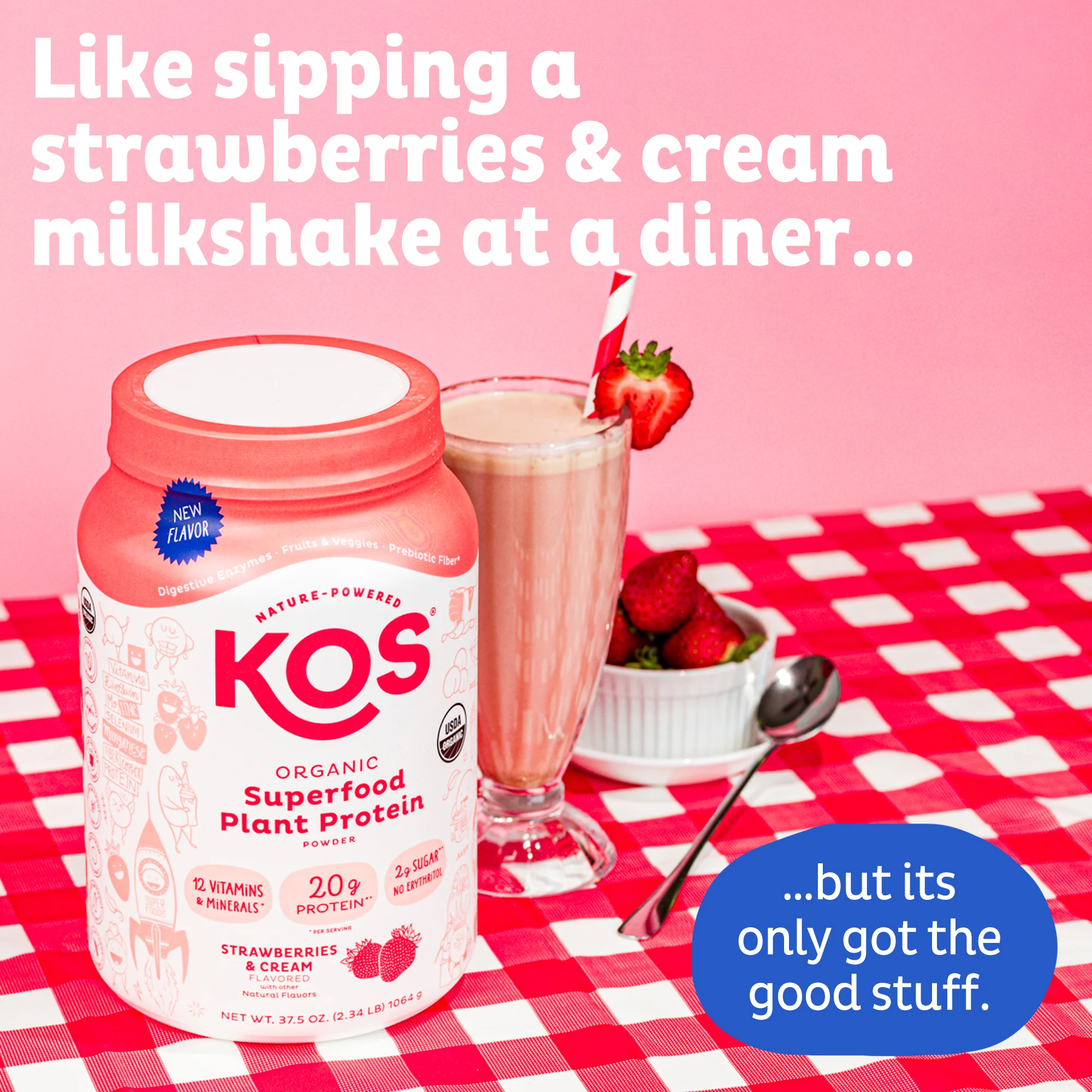 Organic Plant Protein, Strawberries & Cream, Single Serving - Image 4